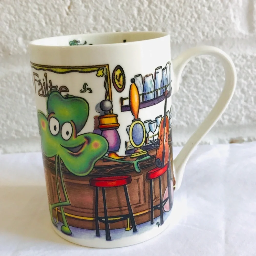 IRISH SHAMROCK TALES Mug Bone China Slainte! Coffee Tea Ireland